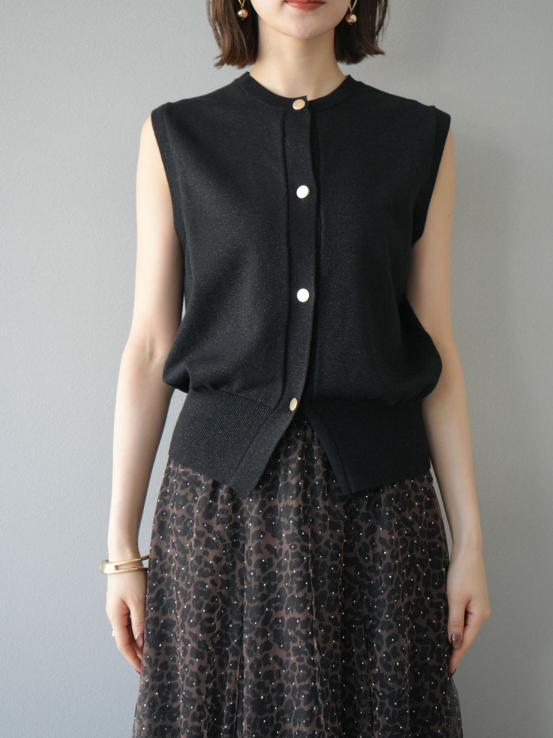 [予約]ラメニットベスト/ブラック