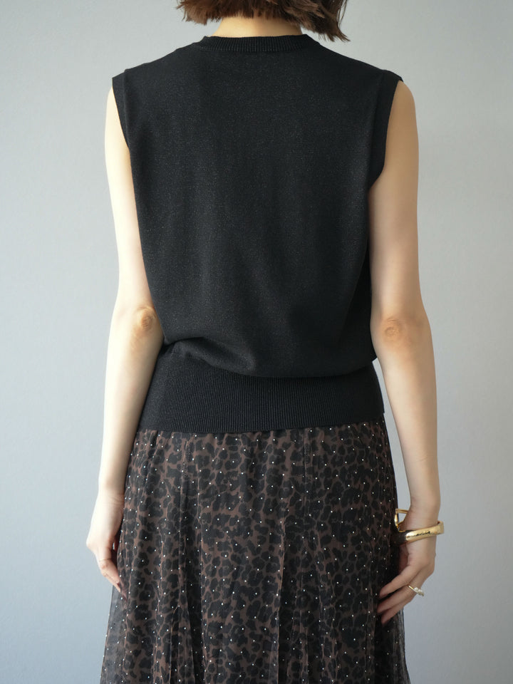 [予約]ラメニットベスト/ブラック