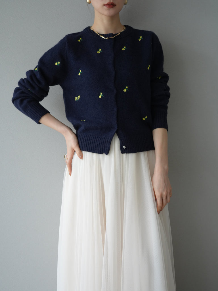 LIFE WITH FLOWERS. ネイビー ニットカーディガン LIFE WITH FLOWERS