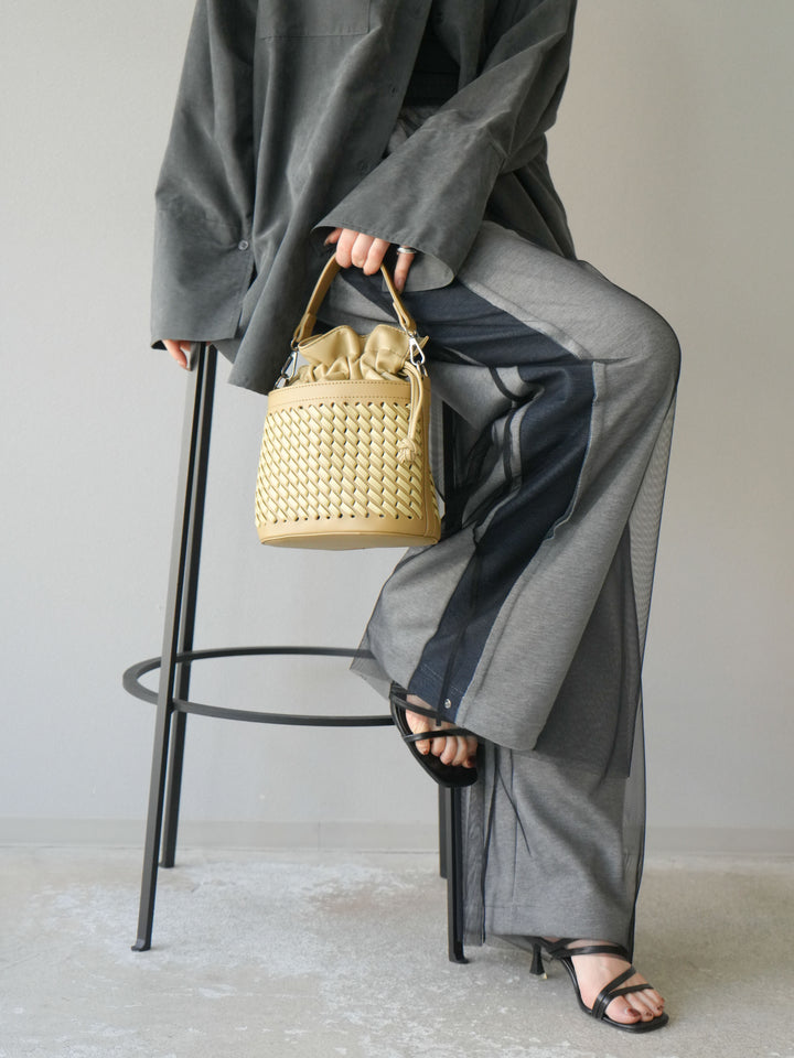 [予約]チュールワイドパンツ/ブラック