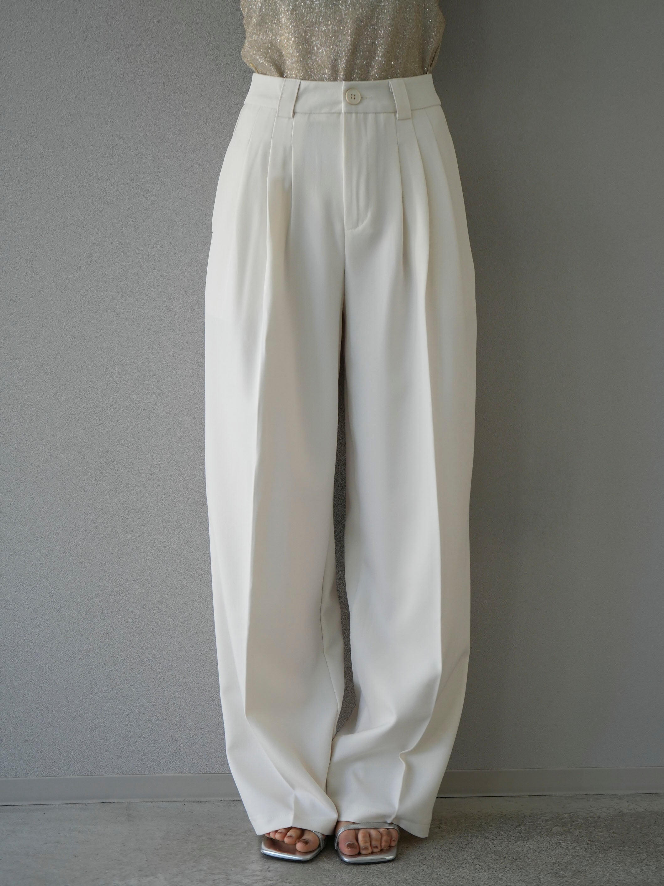 予約]3タックワイドパンツ/アイボリー – Lumier