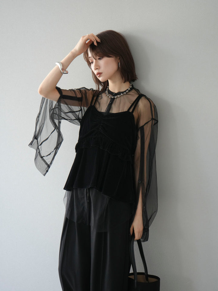 [予約]ベロアフリルビスチェ/ブラック