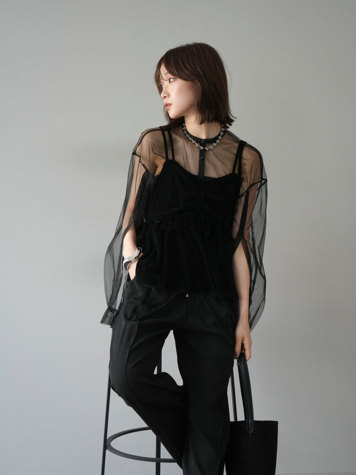 [予約]ベロアフリルビスチェ/ブラック