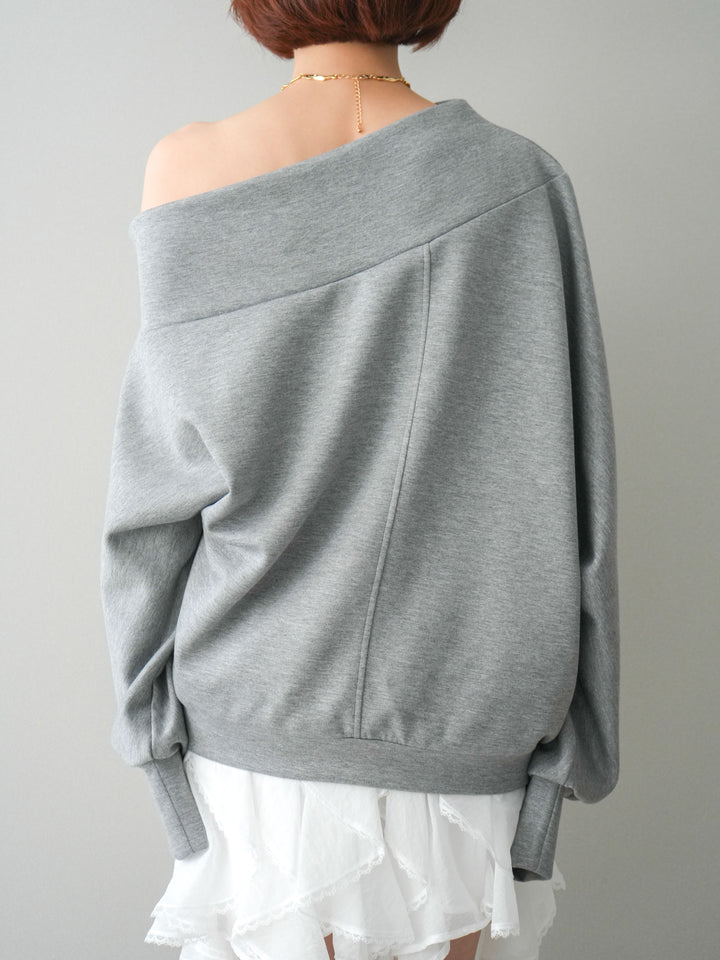 [予約]アシンメトリーオフショルポンチプルオーバー/gray