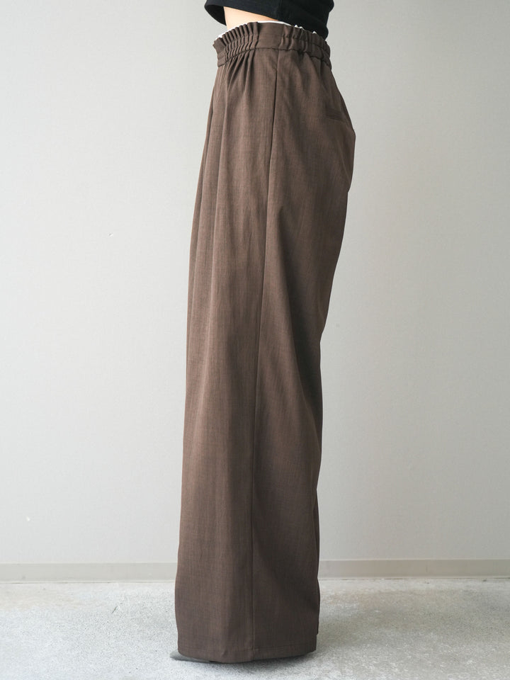 [予約]異素材ドッキングメニータックワイドパンツ/brown