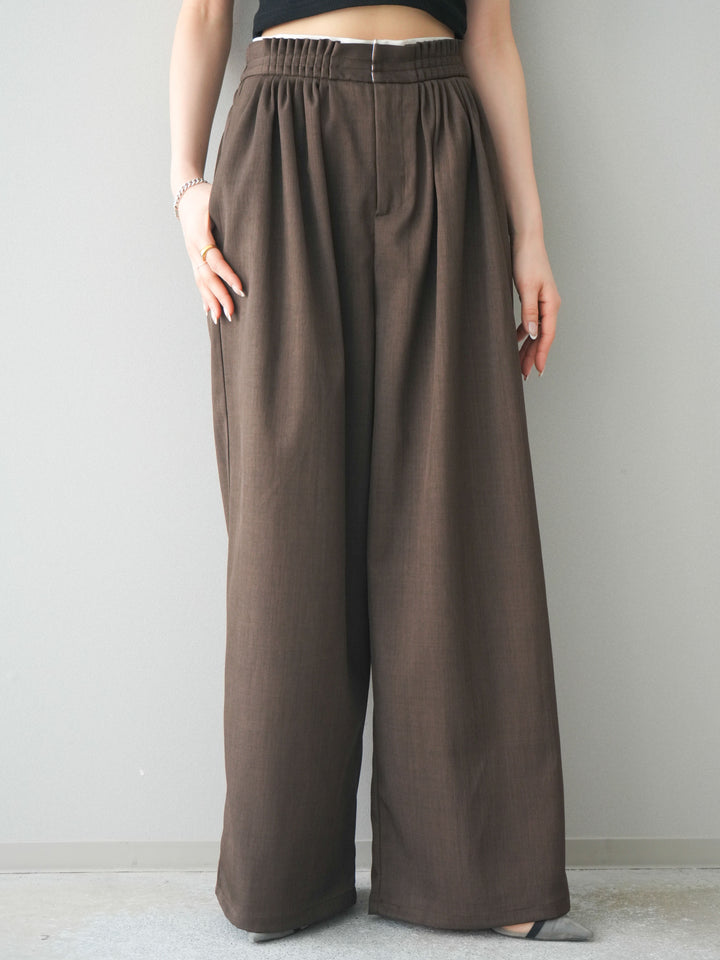 [予約]異素材ドッキングメニータックワイドパンツ/brown