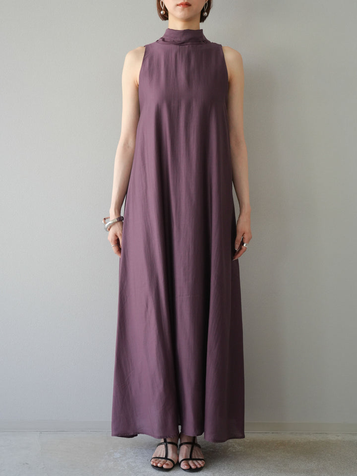 [予約]シアーホルターバックオープンワンピース/ボルドー