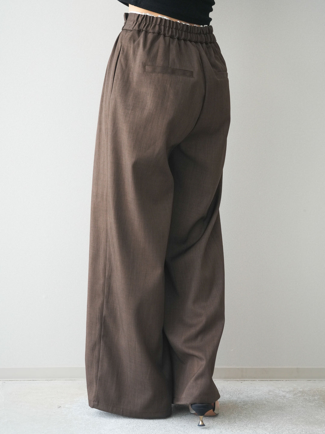 [予約]異素材ドッキングメニータックワイドパンツ/brown