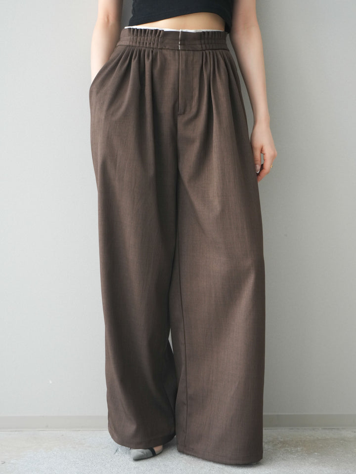 [予約]異素材ドッキングメニータックワイドパンツ/brown