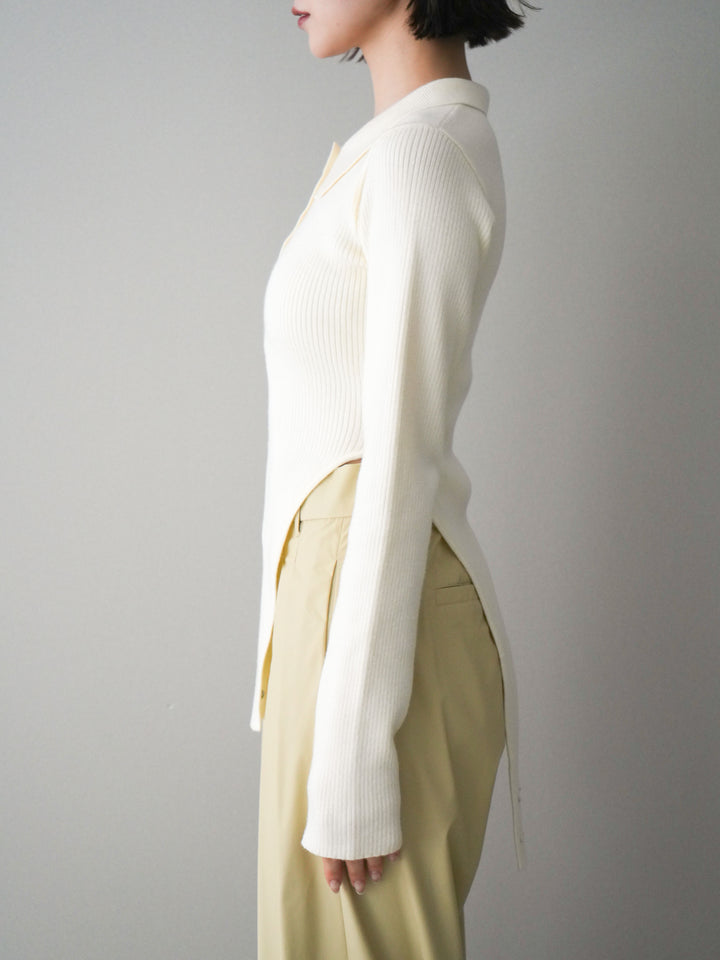 [予約]リブポロニットボディスーツ/ivory