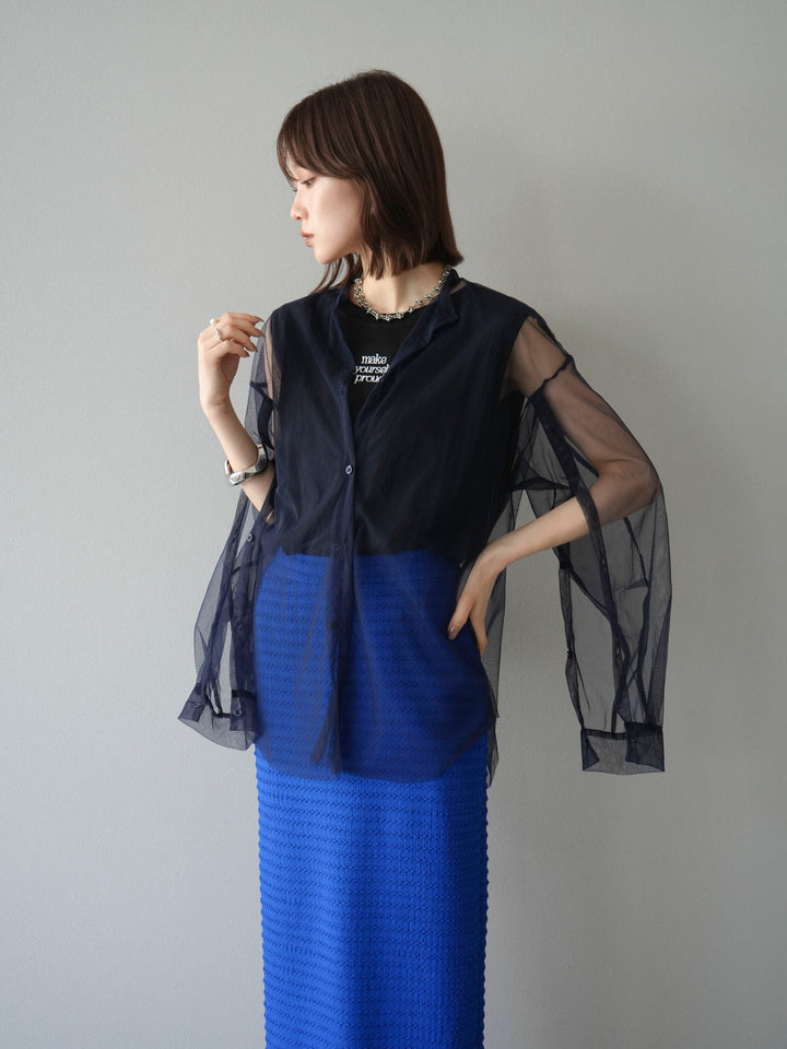 [予約]ロゴ刺繍ノースリートップス/ブラック