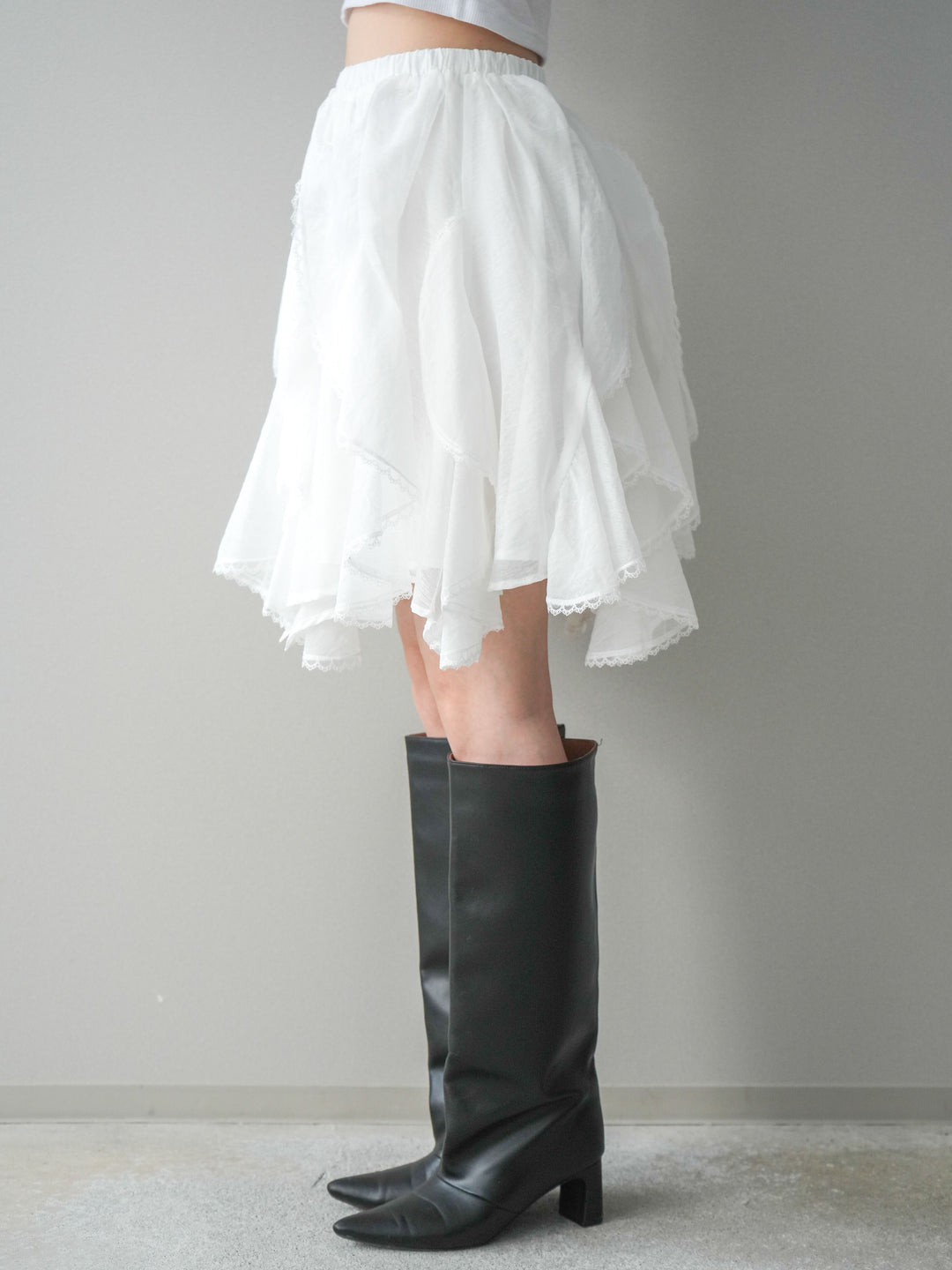 [予約]ラッフルレースミニスカート/white