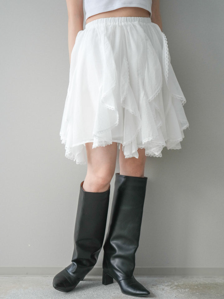 [予約]ラッフルレースミニスカート/white