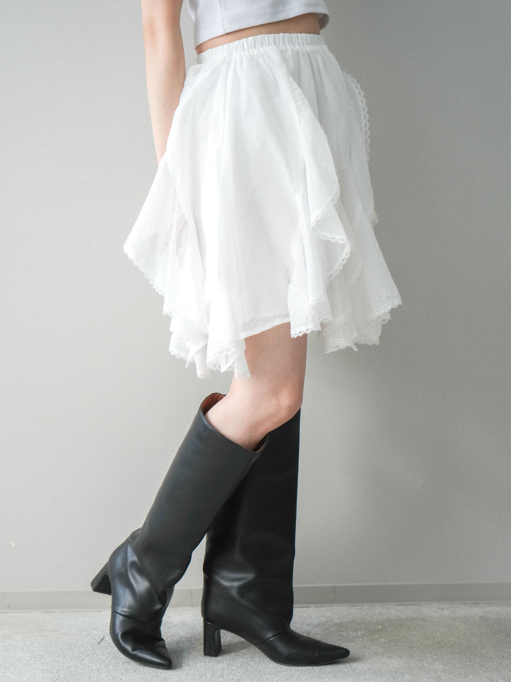 [予約]ラッフルレースミニスカート/white