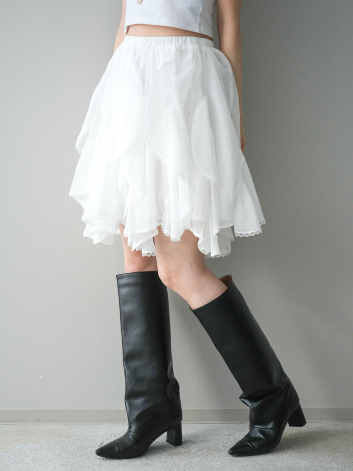 [予約]ラッフルレースミニスカート/white