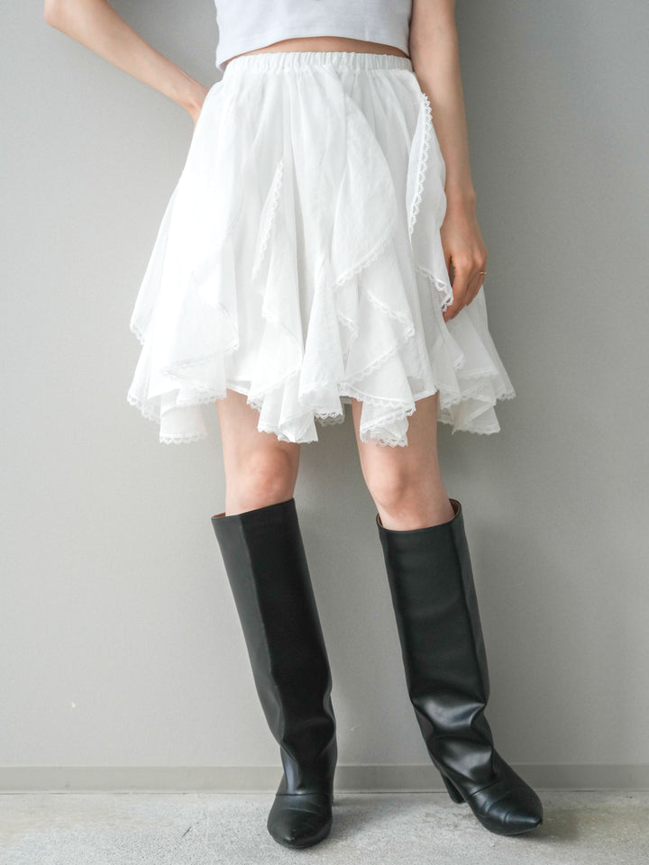 [予約]ラッフルレースミニスカート/white