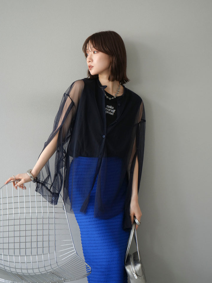 [予約]ロゴ刺繍ノースリートップス/ブラック