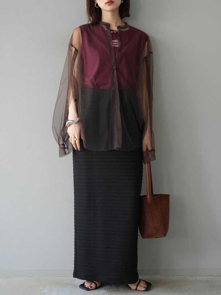 [予約]ロゴ刺繍ノースリートップス/ボルドー