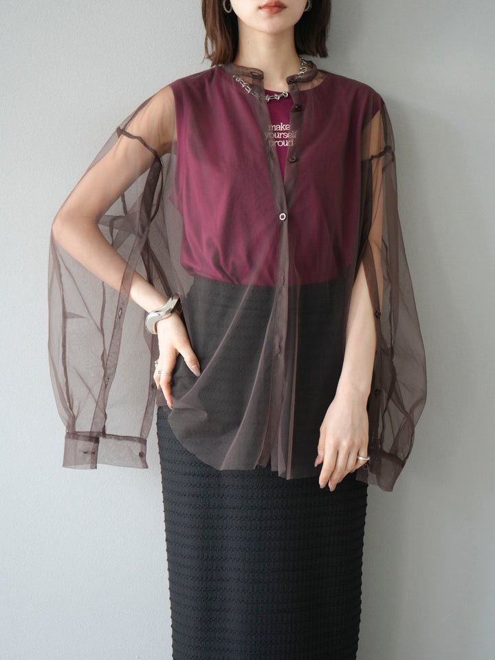 [予約]ロゴ刺繍ノースリートップス/ボルドー