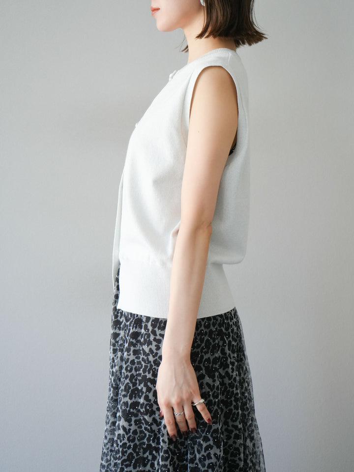 【預購】金銀線針織背心/白色