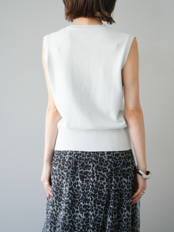 【預購】金銀線針織背心/白色