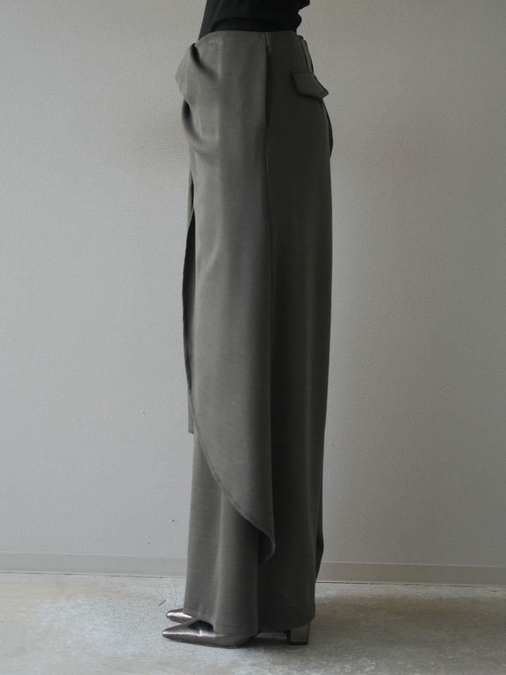[予約]ラップデザインポンチワイドパンツ/charcoal