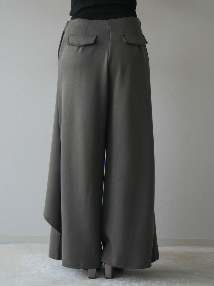 [予約]ラップデザインポンチワイドパンツ/charcoal