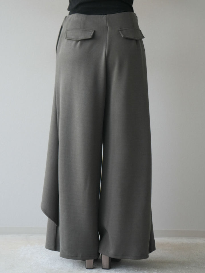 [予約]ラップデザインポンチワイドパンツ/charcoal