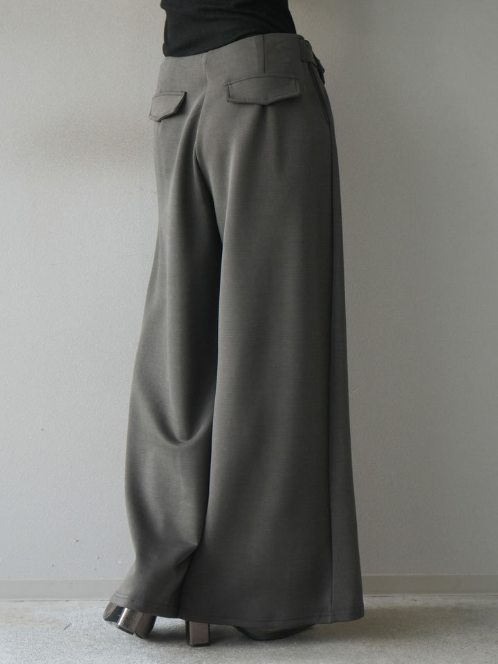 [予約]ラップデザインポンチワイドパンツ/charcoal