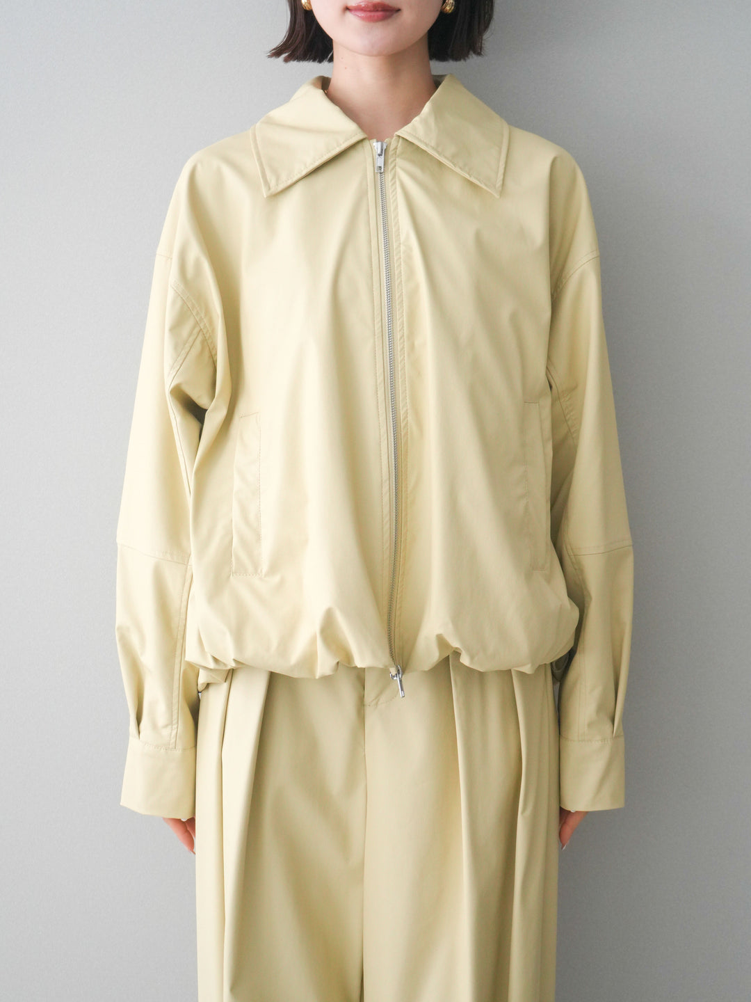 [予約]ウォッシャブルフェイクレザーバルーンジャケット/yellow