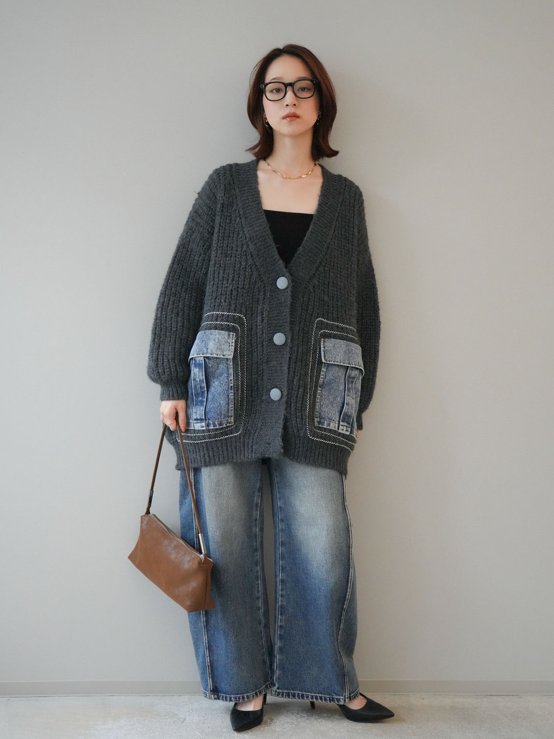 [予約]サイド切替カーブデニムパンツ/blue