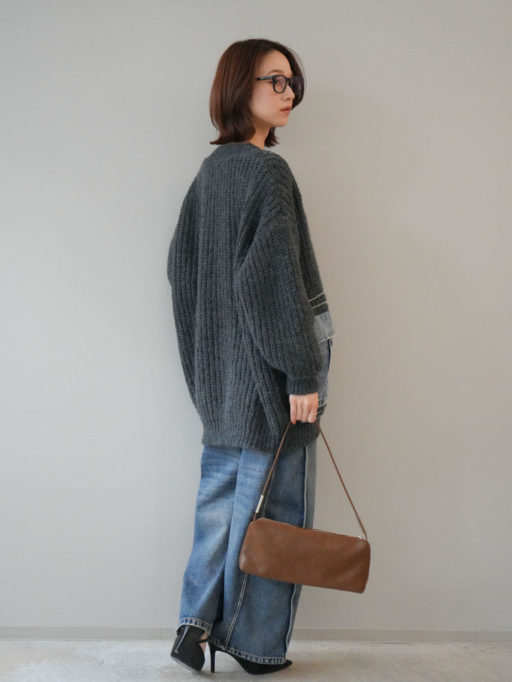 [予約]サイド切替カーブデニムパンツ/blue