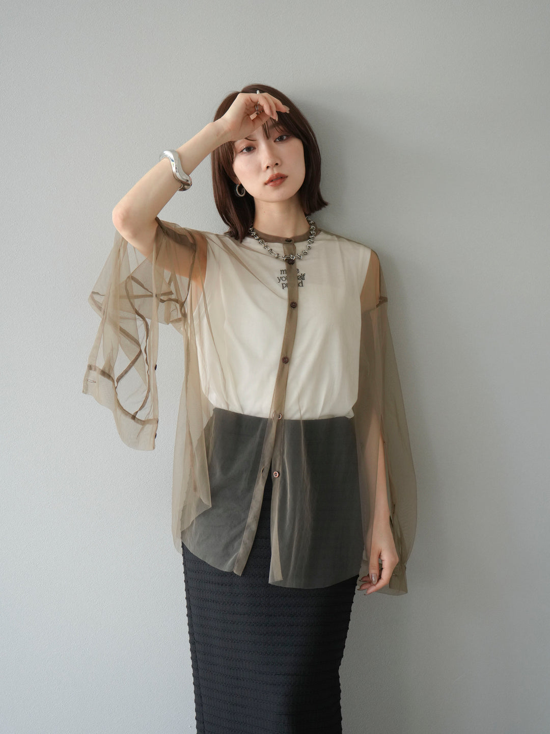 [予約]ロゴ刺繍ノースリートップス/オフ