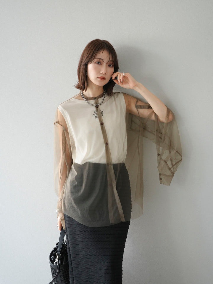 [予約]ロゴ刺繍ノースリートップス/オフ