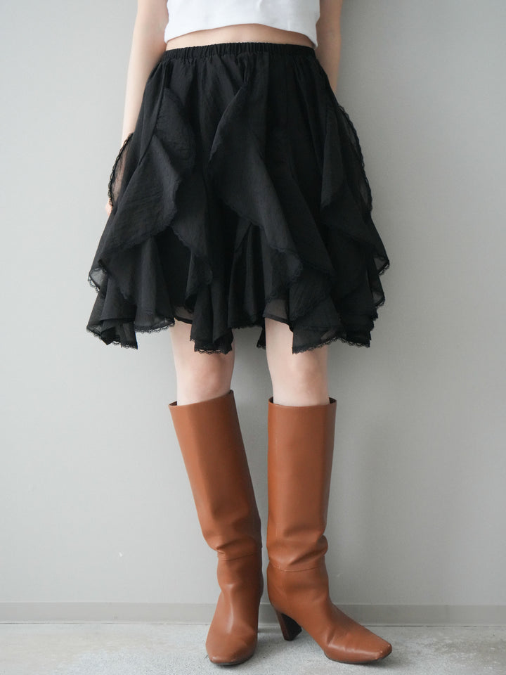 [予約]ラッフルレースミニスカート/black