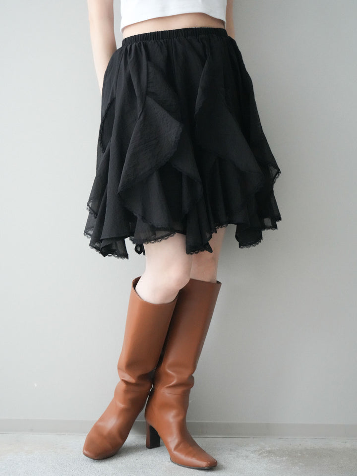 [予約]ラッフルレースミニスカート/black