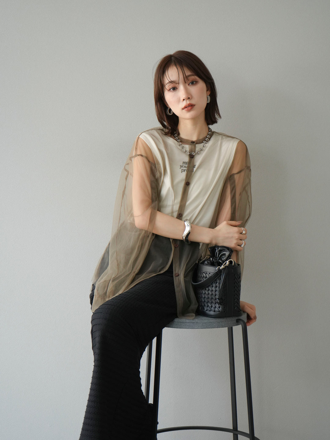 [予約]ロゴ刺繍ノースリートップス/オフ