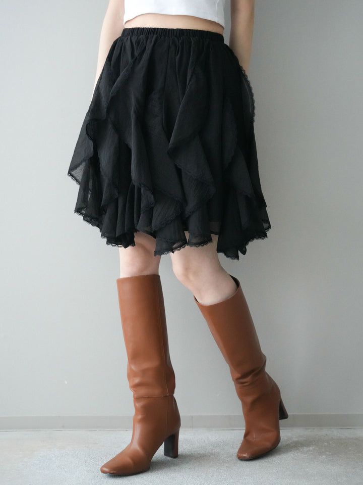 [予約]ラッフルレースミニスカート/black