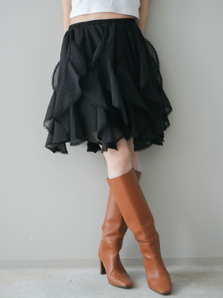 [予約]ラッフルレースミニスカート/black