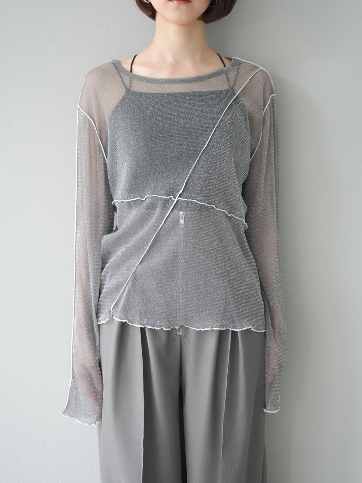 [予約]ラメシアーバイカラーメロープルオーバー/チャコール