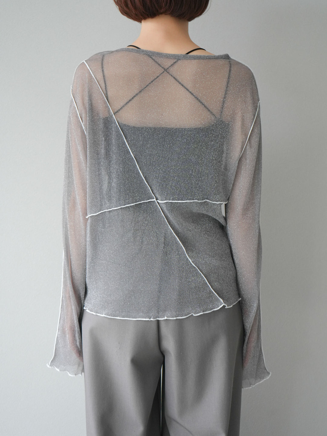 [予約]ラメシアーバイカラーメロープルオーバー/チャコール