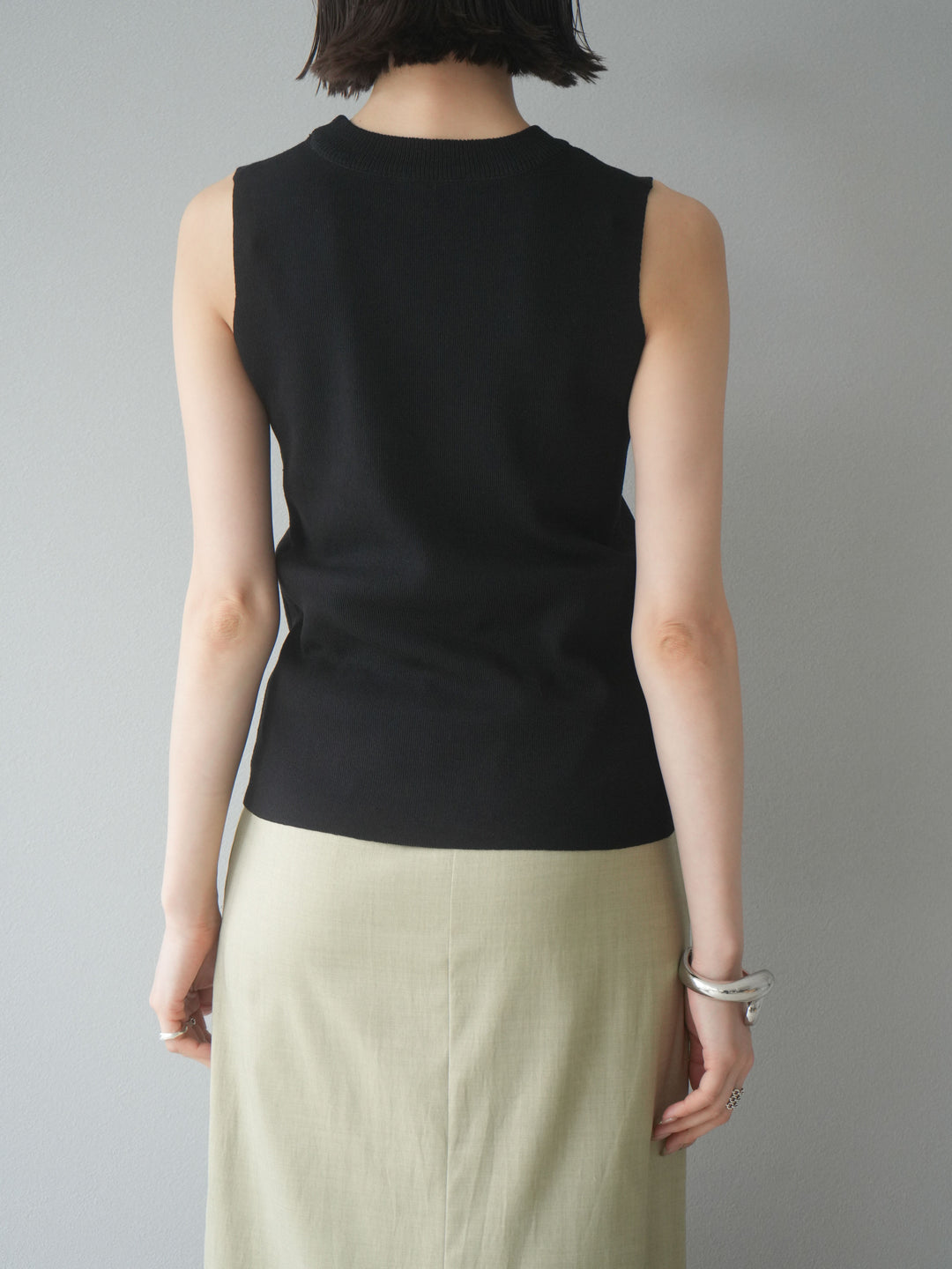 [予約]レーヨンニットタンクトップ/ブラック