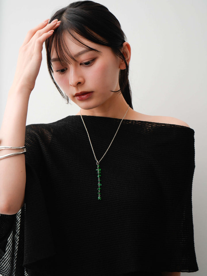 [予約]カラーストーンネックレス/green