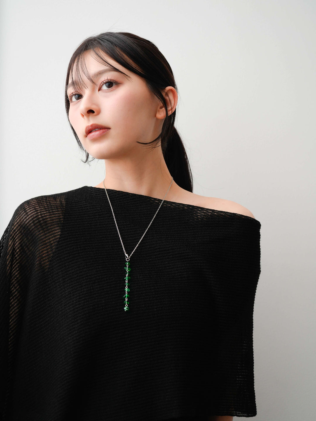 [予約]カラーストーンネックレス/green