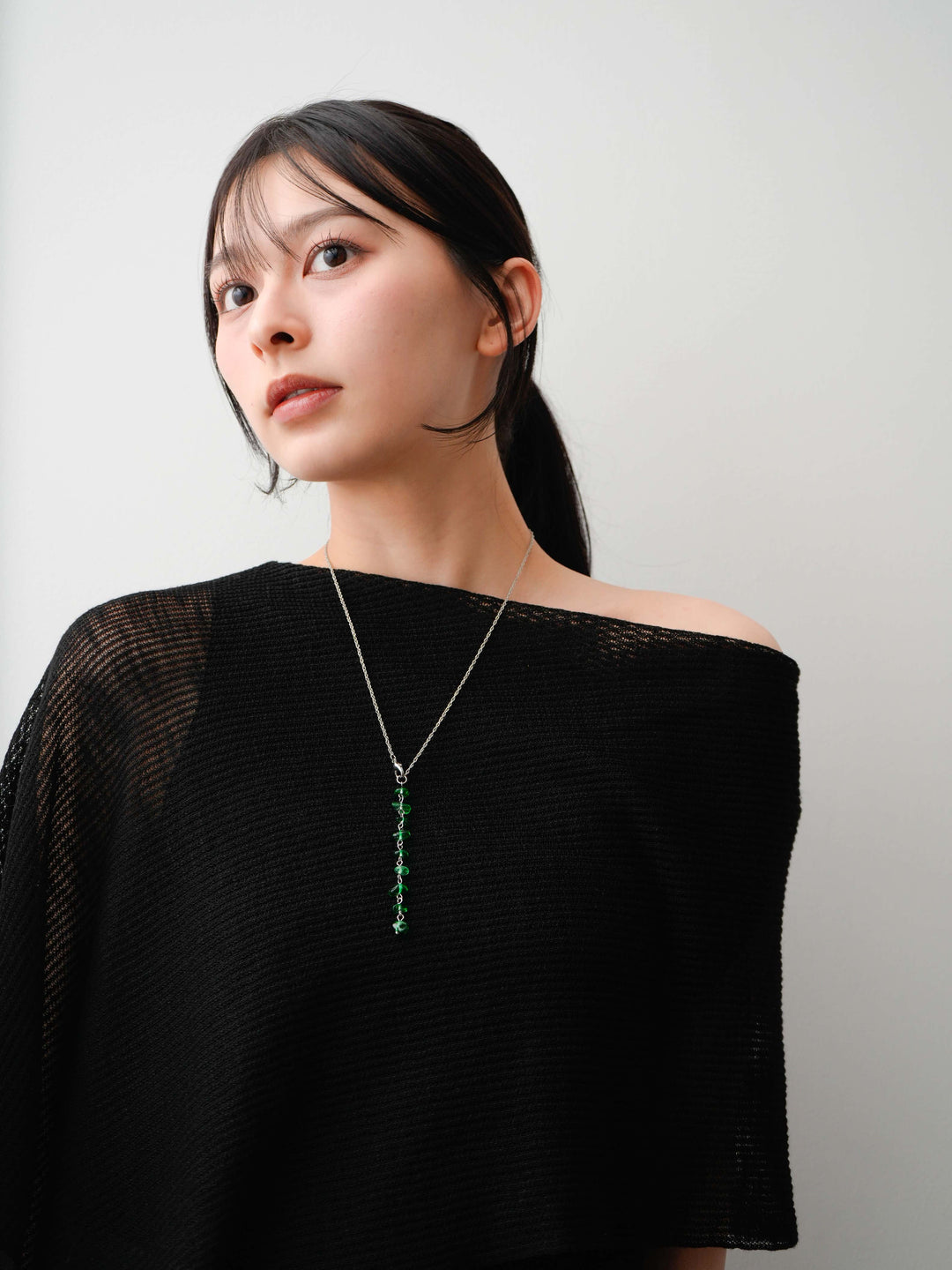 [予約]カラーストーンネックレス/green