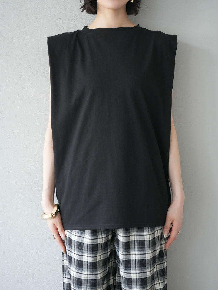 [予約]ショルダータックフレンチスリーブプルオーバー/ブラック