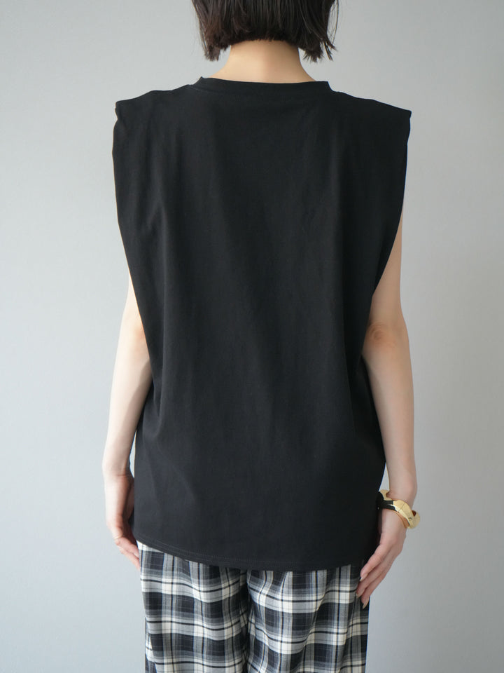 [予約]ショルダータックフレンチスリーブプルオーバー/ブラック