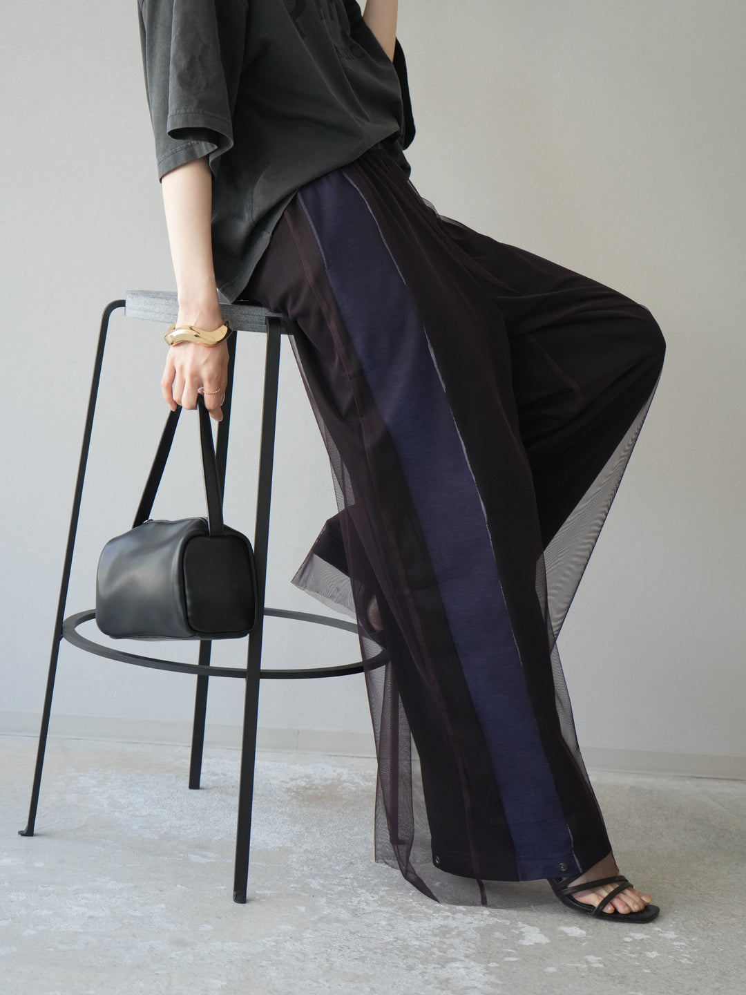 [予約]チュールワイドパンツ/ブラウン