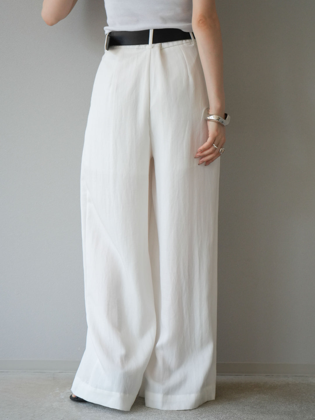 【預購】寬褲配大帶/象牙白