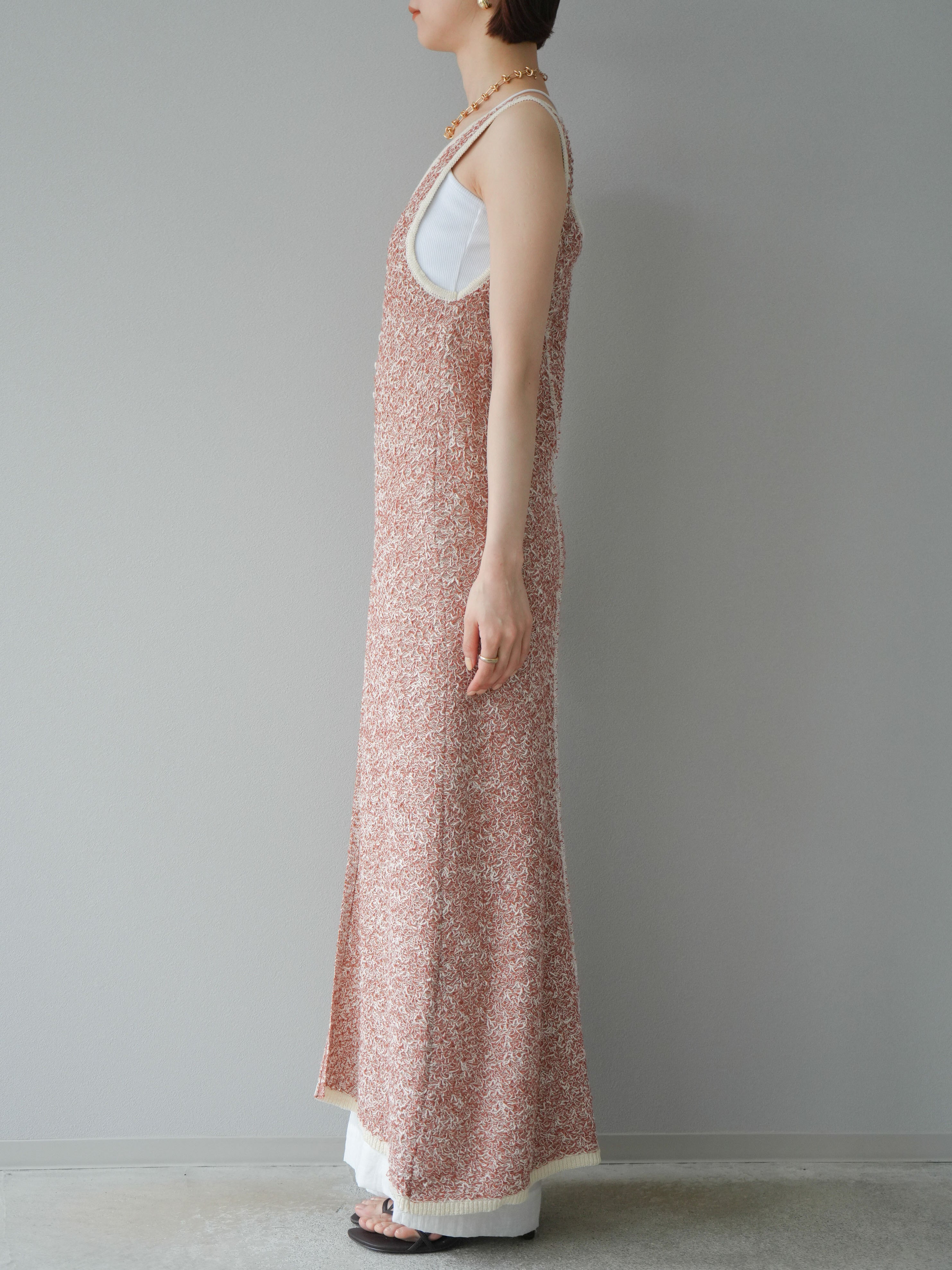 予約]ミックスヤーンフロントスリットワンピース/オレンジ – Lumier